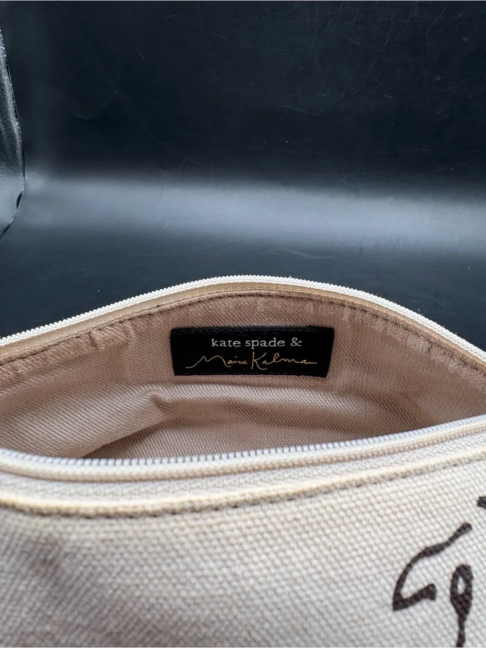 Kate Spade - Maria Kalman Ivory Limited Edition Canvas Makeup Bag RARE